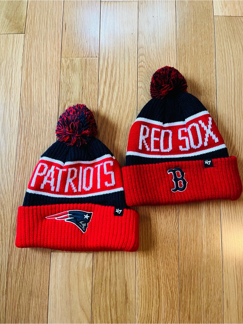 Unisex Boston Red Sox winter hat with Pom Pom